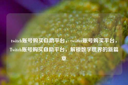 twitch账号购买自助平台，twiiter账号购买平台，Twitch账号购买自助平台，解锁数字世界的新篇章
