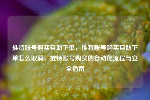 推特账号购买自助下单，推特账号购买自助下单怎么取消，推特账号购买的自动化流程与安全指南