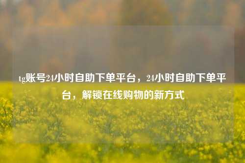 tg账号24小时自助下单平台，24小时自助下单平台，解锁在线购物的新方式